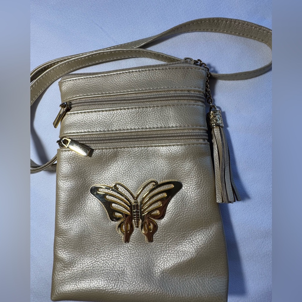 Vintage Gold 1990’s Tango Butterfly Accent Crossbody Bag